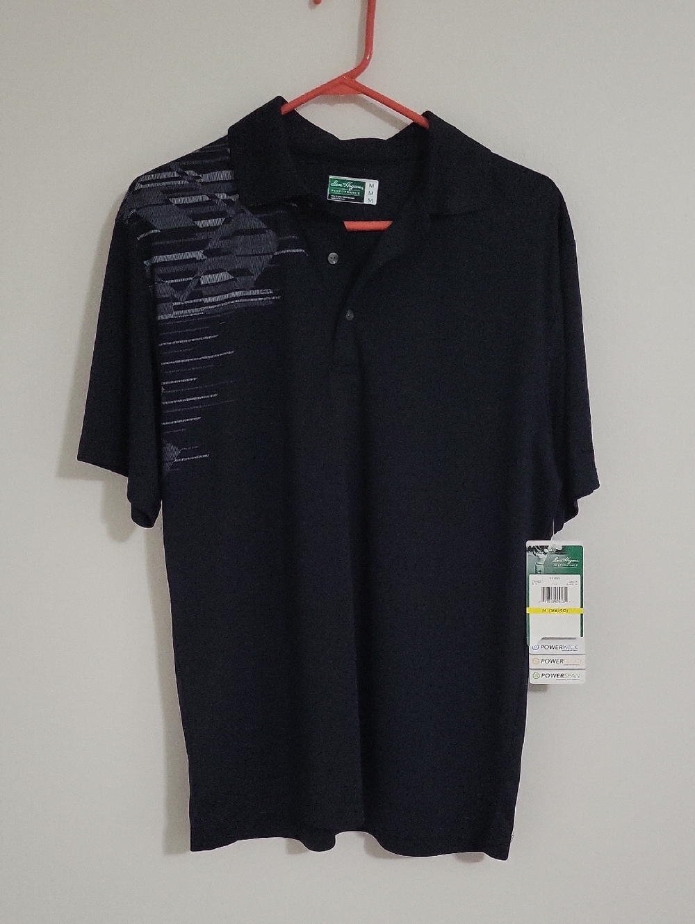 Ben Hogan Performance Black Polo with Gray Shoulder Graphic